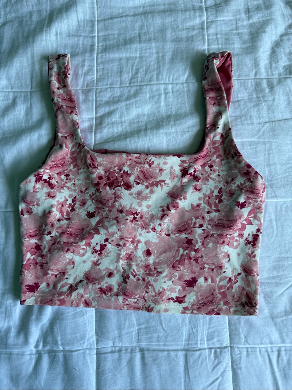 Shabby Chic Pink Floral Square Crop Top